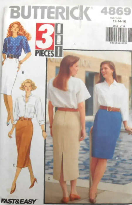 BUTTERICK 4869 SEMI FITTED SKIRT SIZE 12-14-16 COMPLETE