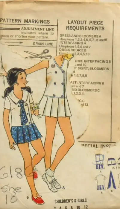 BUTTERICK 6186 GIRLS DRESS SIZE 10 YEARS COMPLETE