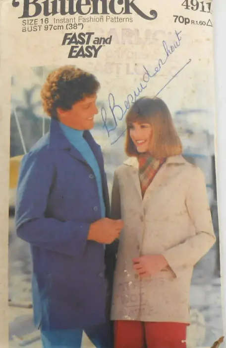 BUTTERICK 4911 SEMI FITTED UNLINED JACKET SIZE 16 BUST 97 CM COMPLETE - sewing pattern