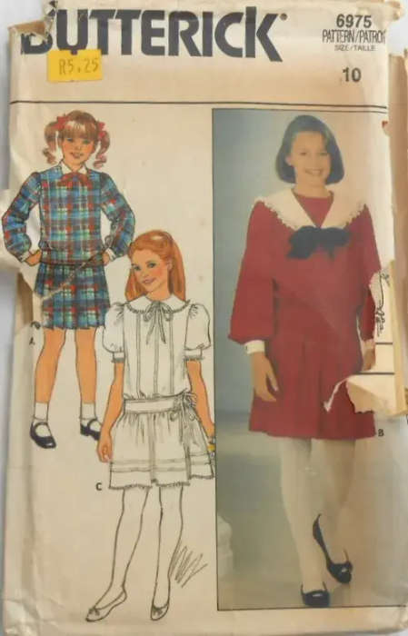 BUTTERICK 6975 GIRLS TOP & SKIRT SIZE 10 YEARS COMPLETE-ZIPLOC SEWING PATTERN