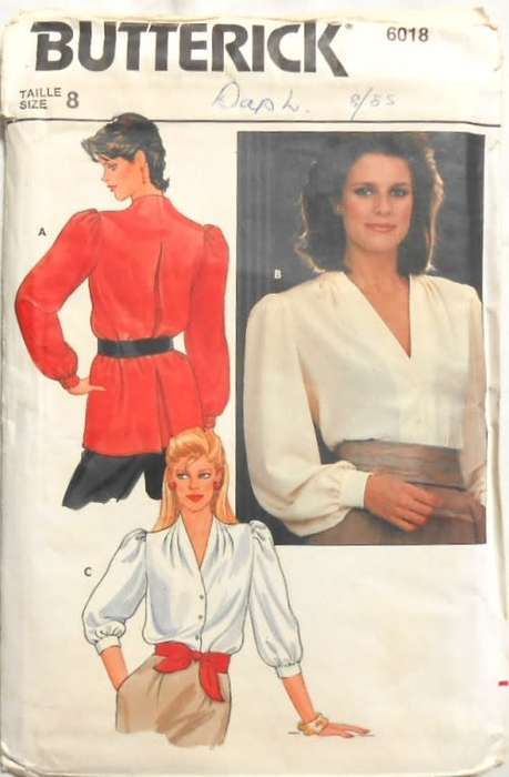 BUTTERICK 6018 LOOSE FITTING BLOUSE SIZE  8 COMPLETE BUTTERICK 6018 LOOSE FITTING BLO SEWING PATTERN