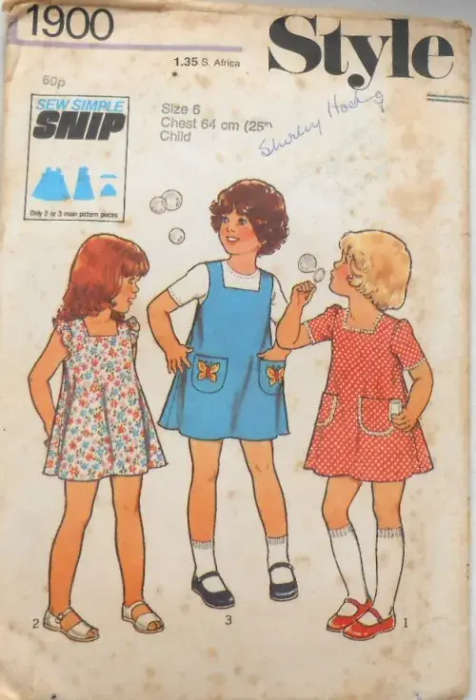 VINTAGE STYLE 1900 GIRLS DRESS OR PINAFORE SIZE 6 YEARS CHEST 64 CM COMPLETE VINTAGE  SEWING PATTERN