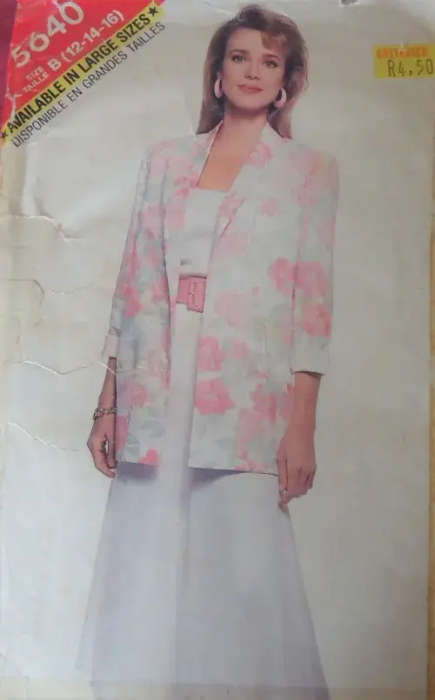 BUTTERICK PATTERN 5640 TOP-SKIRT-JACKET SIZE B 12-14-16 COMPLETE - SEWING PATTERN