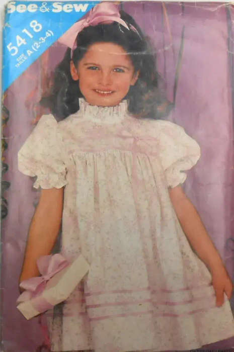 BUTTERICK 5418 GIRLS DRESS SIZE 2-3-4 YEARS COMPLETE-PART CUT - SEWING PATTERN