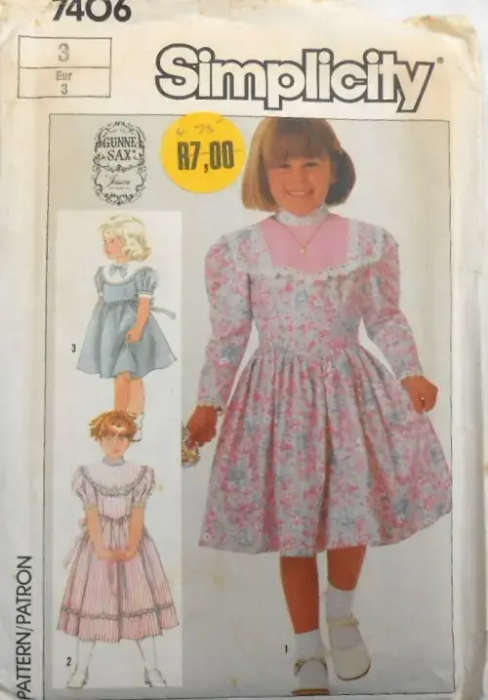 SIMPLICITY 7406 GIRLS DRESS SIZE 3 YEARS COMPLETE - SEWING PATTERN