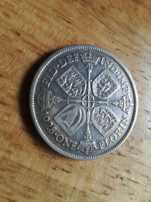 AMAZING OFFER 1928 United Kingdom Great Britain GEORGE V Silver One Florin Coin UG VG10