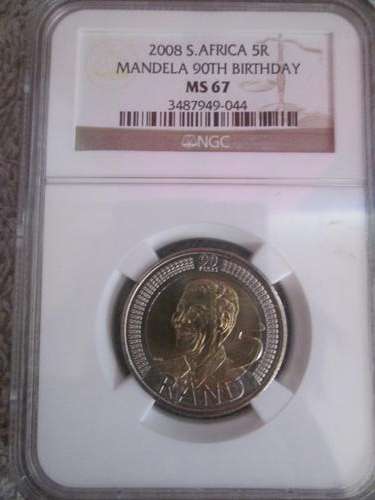 2008 Nelson Mandela 90th birthday MS 67 R5 coin!! NGC GRADED!! VERY HIGH GRADED MS67 COIN!