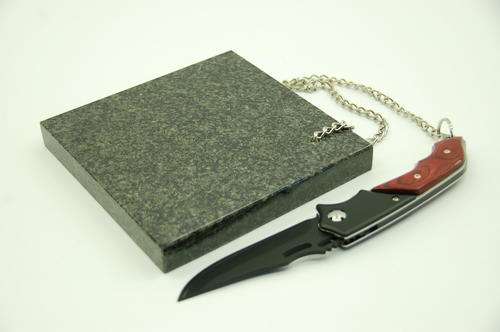 Granite block with handy knife attached