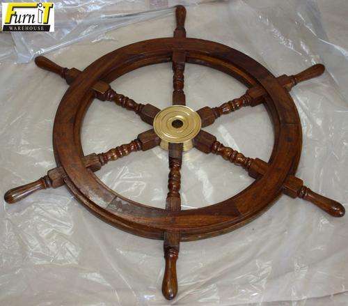 Ships Wheel 6 Spoke - Small - Solid Wood