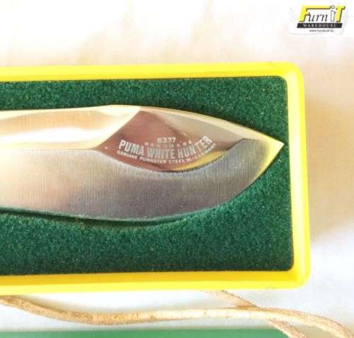 VINTAGE PUMA WHITE HUNTER #6377 KNIFE With Leather Sheath & Box - RARE - 1970's - Highly Collectable