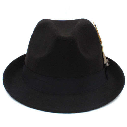 Fedora Panama Jazz gangster summer Hat (Black)