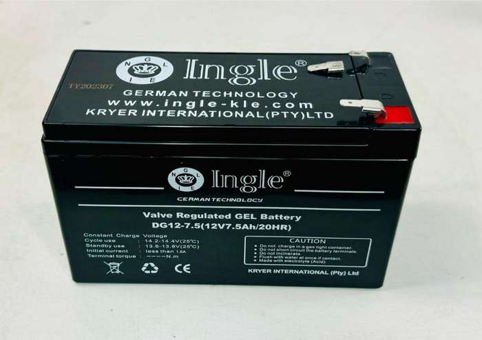 INGLE 12V 7.5AH Gel Battery 4-Pack with Terminal Adapters - German Engineered