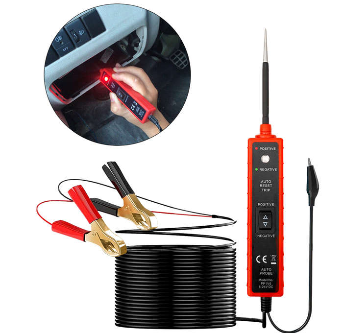 6-24V DC Electrical Check Lamp Power Circuit Tester With Flashlight