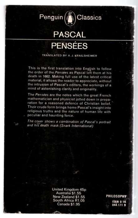 Pensées -- Blaise Pascal