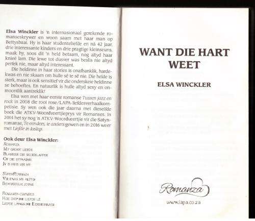 Want die hart weet -- Elsa Winckler
