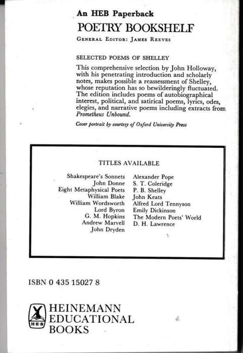 Selected Poems of P. B. Shelley - John Holloway [Editor]