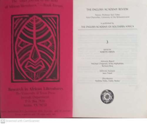 EAR3 : The English Academy Review Vol 3, 1985  -- Martin Orkin (Ed)