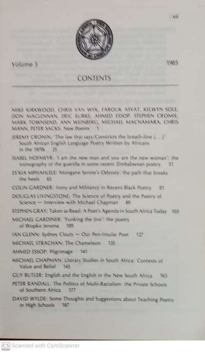 EAR3 : The English Academy Review Vol 3, 1985  -- Martin Orkin (Ed)