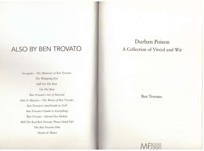 Durban Poison: A Collection of Vitriol and Wit-- Ben Trovato