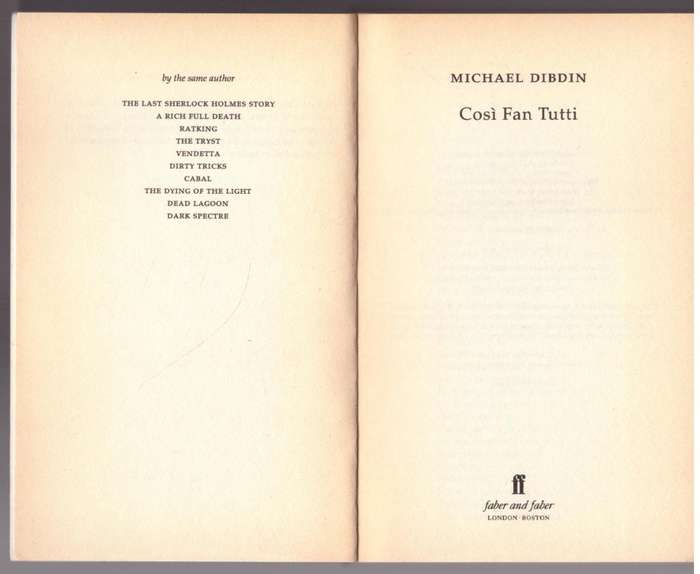Cosi Fan Tutti: an Aurelio Zen Mystery  --  Michael Dibdin
