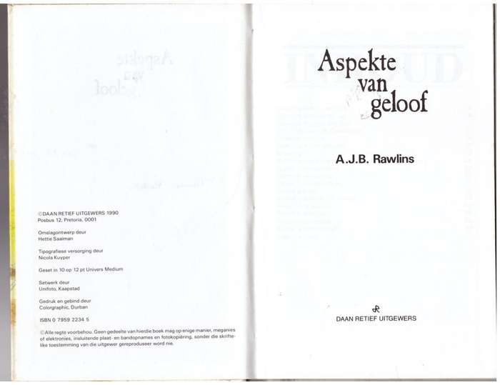 Aspekte van geloof  --  A.J.B.  Rawlings