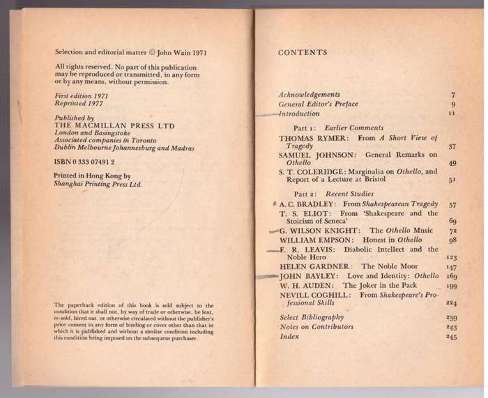 Othello: A Casebook -- John Wain [Editor]