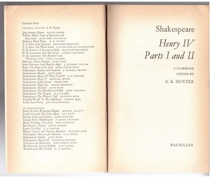 King Henry IV, Parts 1 & 2 (Casebooks Series)  -- G. K. Hunter [Editor]
