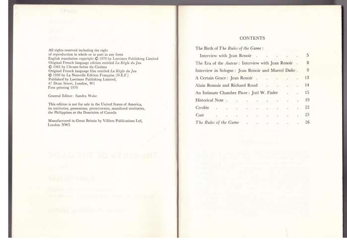 The Rules of the Game: A Film by Jean Renoir