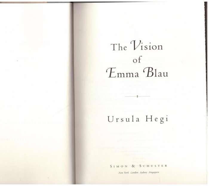 The Vision of Emma Blau: A Novel -- Ursula Hegi