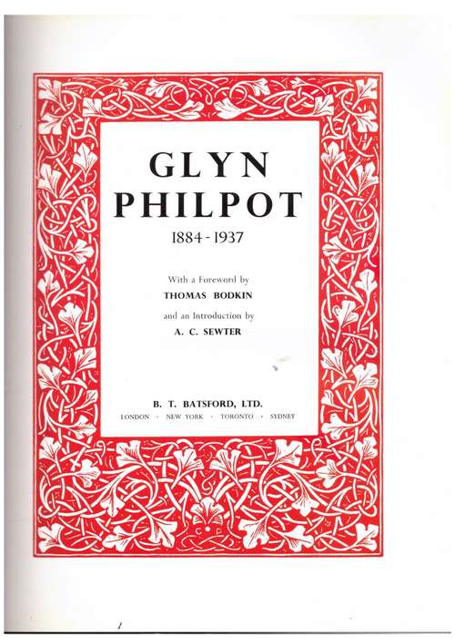 Glyn Philpot, 1884-1937  --  A.C. Sewter (intro.)