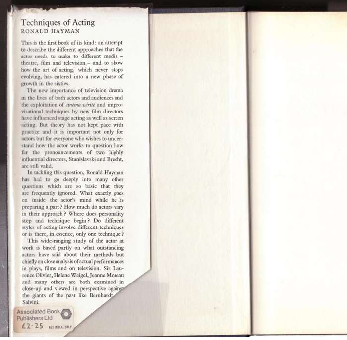 Techniques of Acting  --  Ronald Hayman