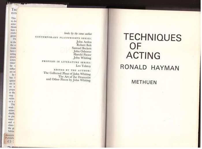 Techniques of Acting  --  Ronald Hayman
