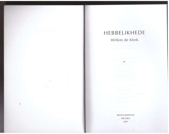 Hebbelikhede  Willem de Klerk