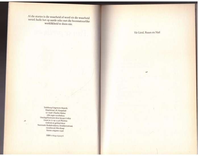 Pan se pretboek  --  Charles Malan