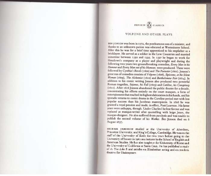 Volpone and Other Plays -- Ben Jonson