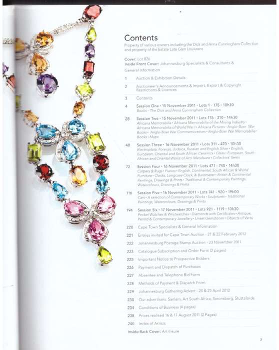 Decorative & Fine Arts:  November 2011 (Auction Catalogue) -- Stephan Welz & Co