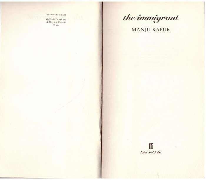The Immigrant: A Novel  --  Manju Kapur