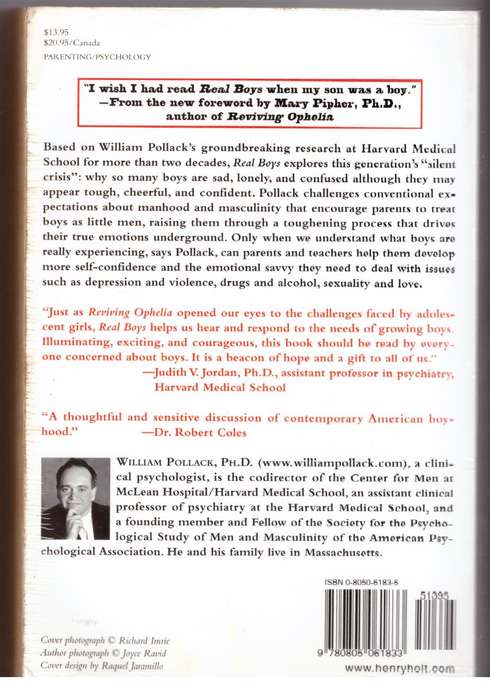 Real Boys: Rescuing Our Sons from the Myths of Boyhood -- William Pollack