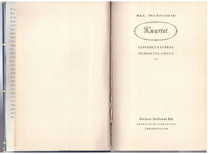 Kwartet -- M. E. R., Ina Rousseau, Elisabeth Eybers, Henriette Grové