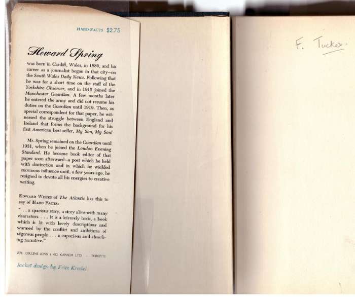 Hard Facts, a Novel  --  Howard Spring