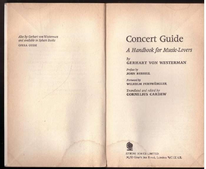 Concert Guide: A Handbook for Music-Lovers --  Gerhart Von Westerman