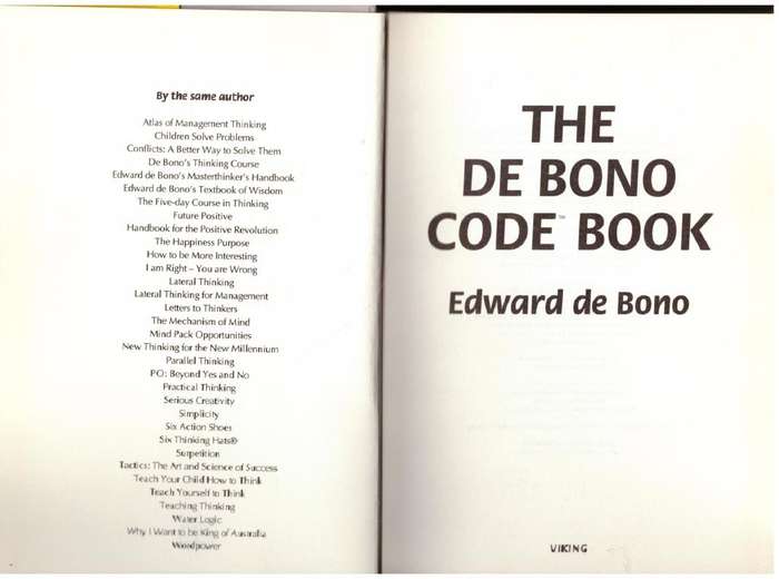 The De Bono Code Book  --  Edward De Bono