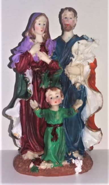 HOLY FAMILY WITH YOUNG JESUS 18.5cm RELIGIOUS STATUE RESIN FIGURINE