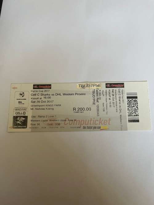 Rugby Ticket - 2017 Currie Cup FINAL