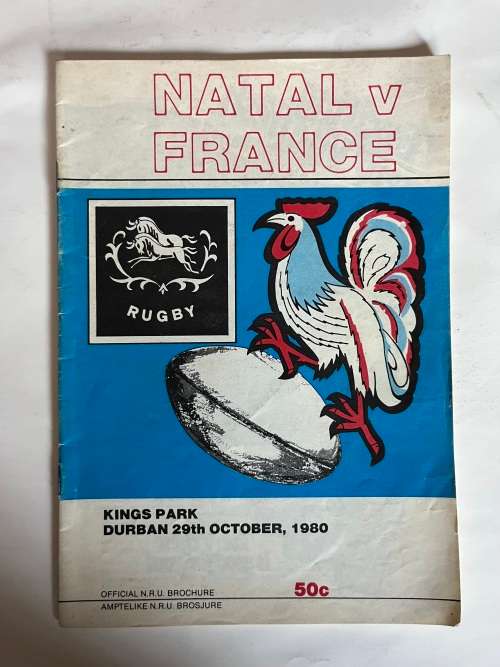 Rugby Programme - Natal vs France 29/10/1980