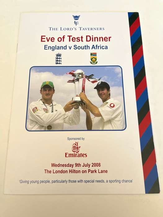 Cricket Menu - Eve of Test Dinner (Eng vs SA) 9/07/2008