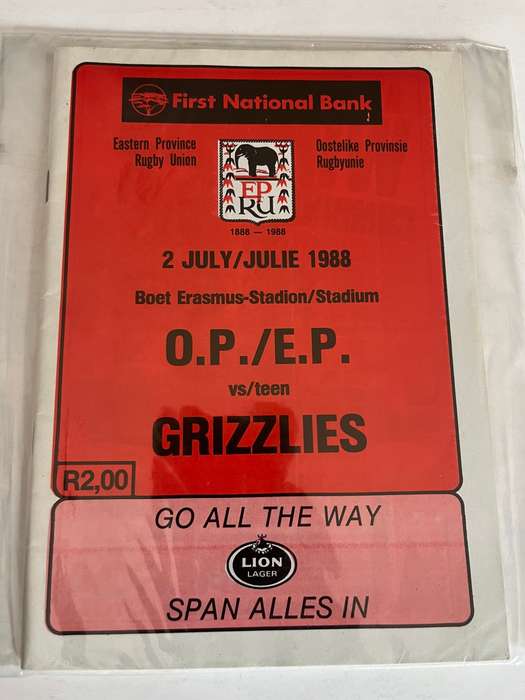 Rugby Programme - Eastern-Province vs USA Grizzlies 2/07/1988