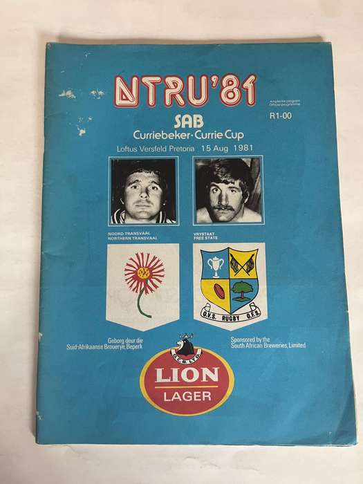 Rugby Programme - Northern-Transvaal vs Free State 15/08/1981