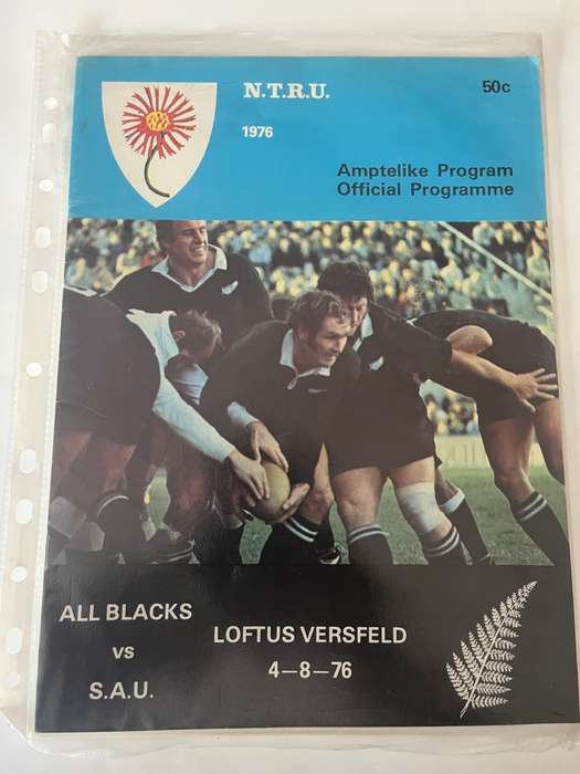 Rugby Programme - All Blacks vs SA Universities 04/08/1976
