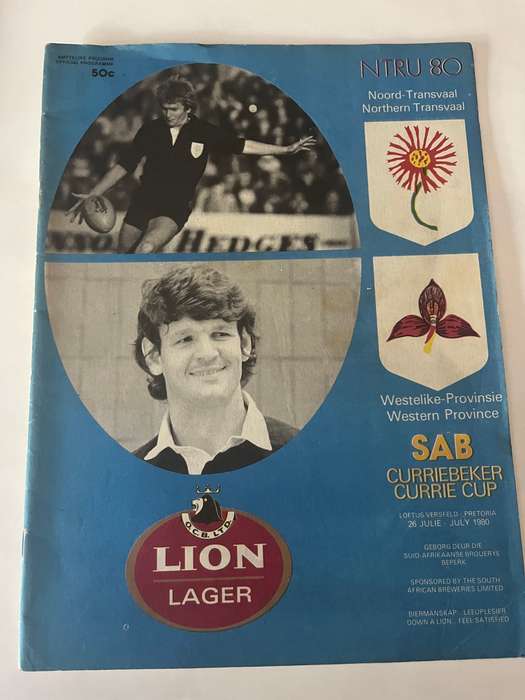 Rugby Programme - Northern-Transvaal vs Western-Province 26/07/1980